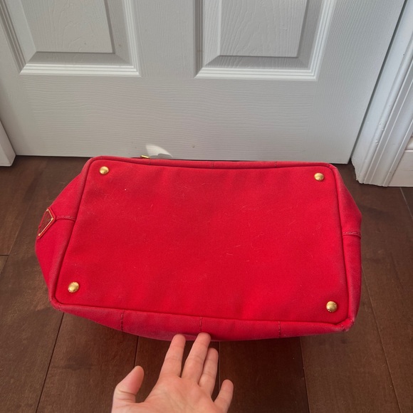 Authentic Prada Red Women's Tote Bag Canapa - Picture 7 of 16